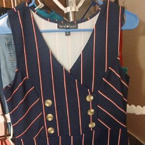 Derek Heart Navy and Red Striped Dress